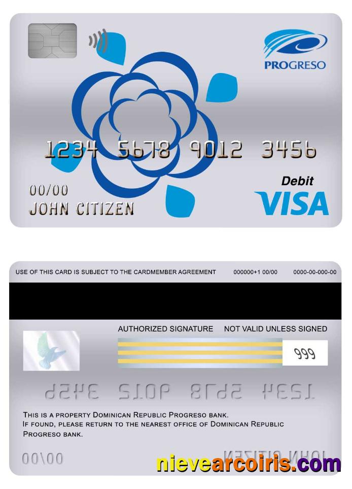 Dominican Republic Progreso bank visa debit card